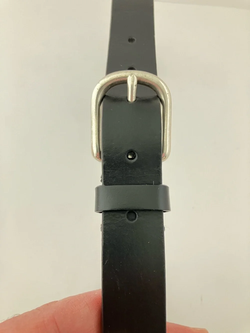J. Crew Crewcuts Black Leather Belt with Rounded Silver Buckle Boys Medium AW431